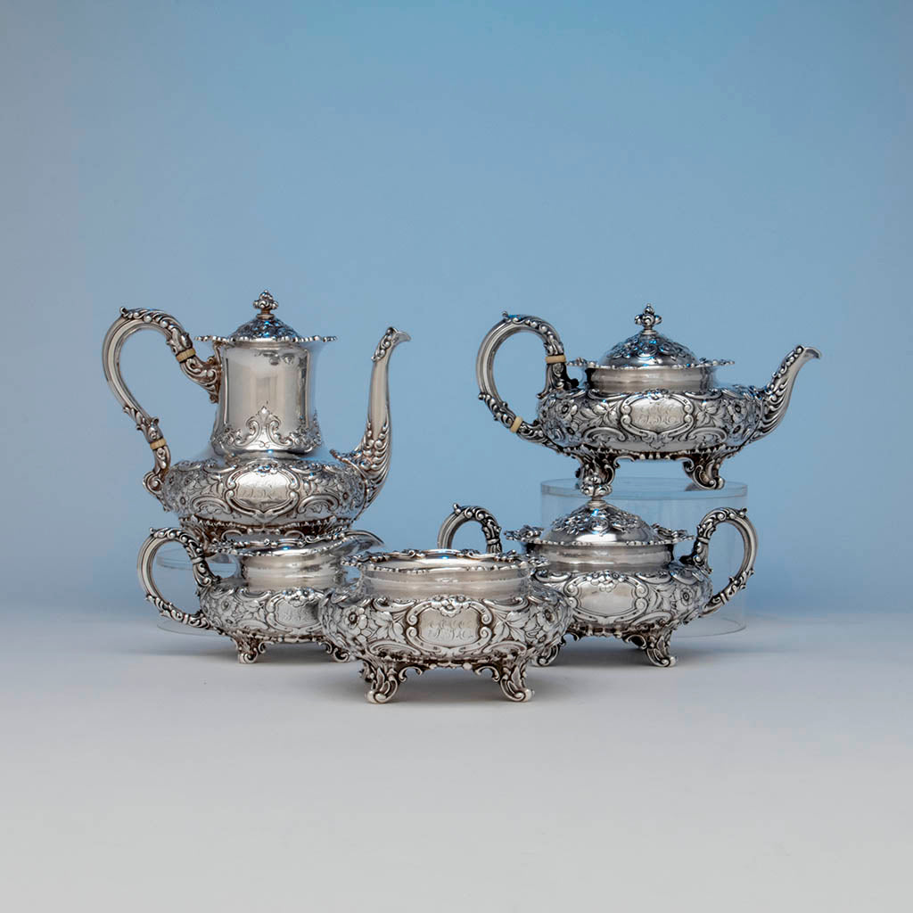 Dominick &amp; Haff 5-piece Antique Sterling Silver Coffee Service, NYC, 1892