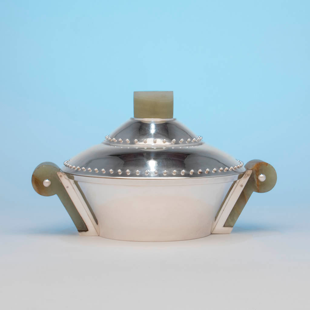 Puiforcat Art Deco Onyx and Sterling Silver Covered Tureen, Mexico, 1942-45
