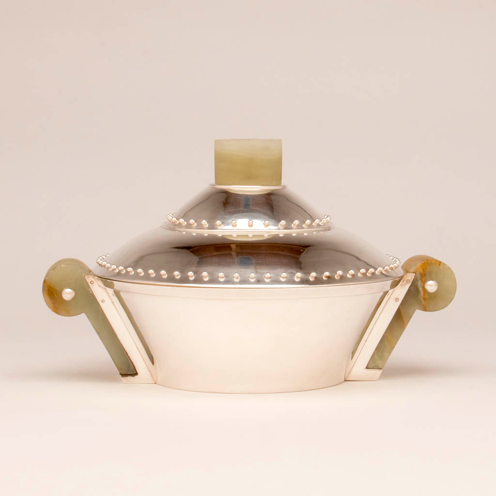 Puiforcat Art Deco Onyx and Sterling Silver Covered Tureen, Mexico, 1942-45