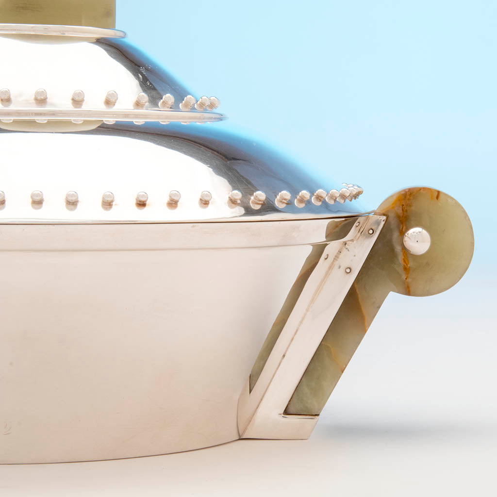 Tureen handle of Puiforcat Art Deco Onyx and Sterling Silver Covered Tureen, Mexico, 1942-45