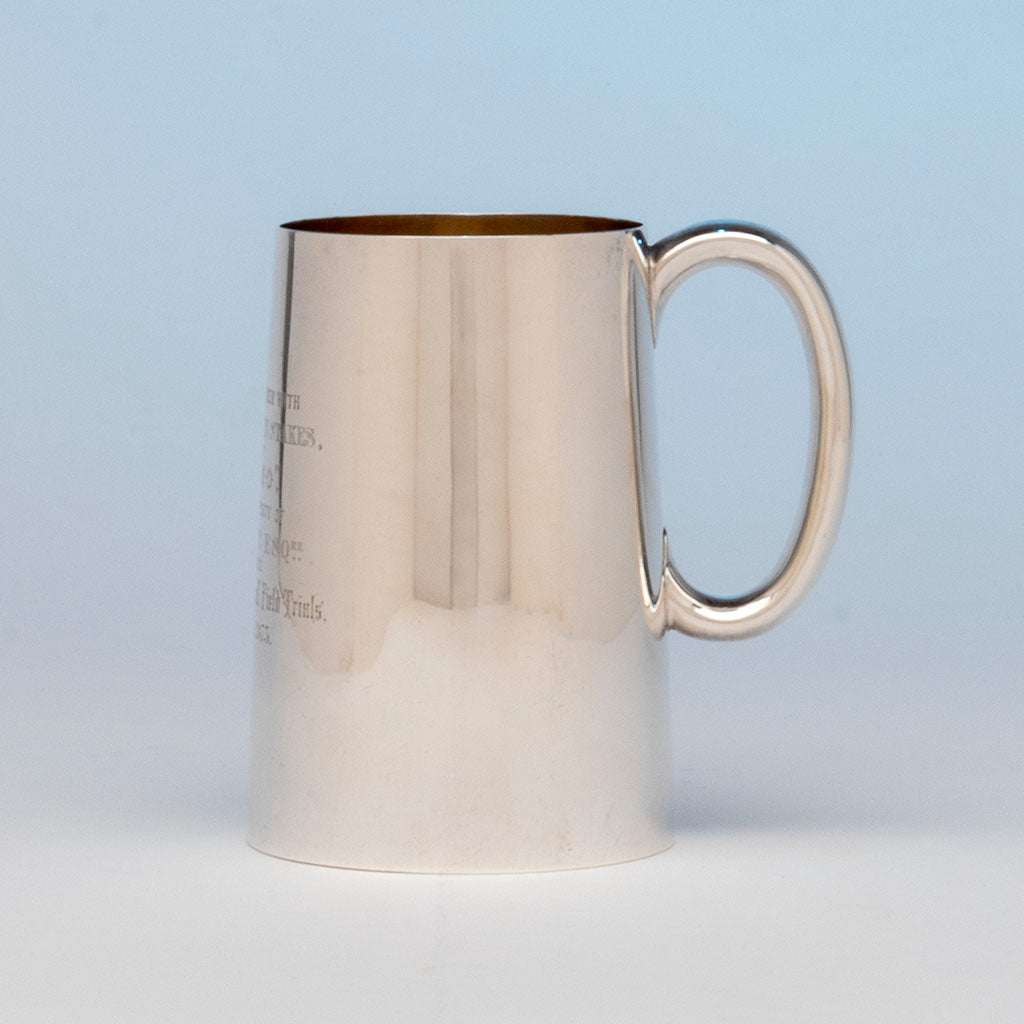 Henry Wilkinson Antique Sterling Dog Trophy Glass-Bottomed Cann, London, 1872/73