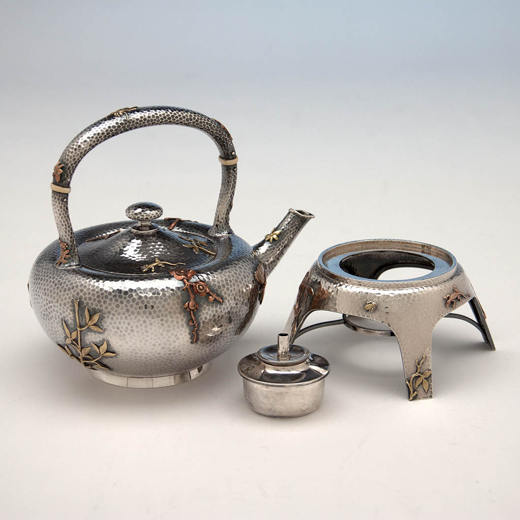 Dominick &amp; Haff (attributed) Antique Sterling &amp; Other Metals Kettle on Stand, New York City, c. 1880