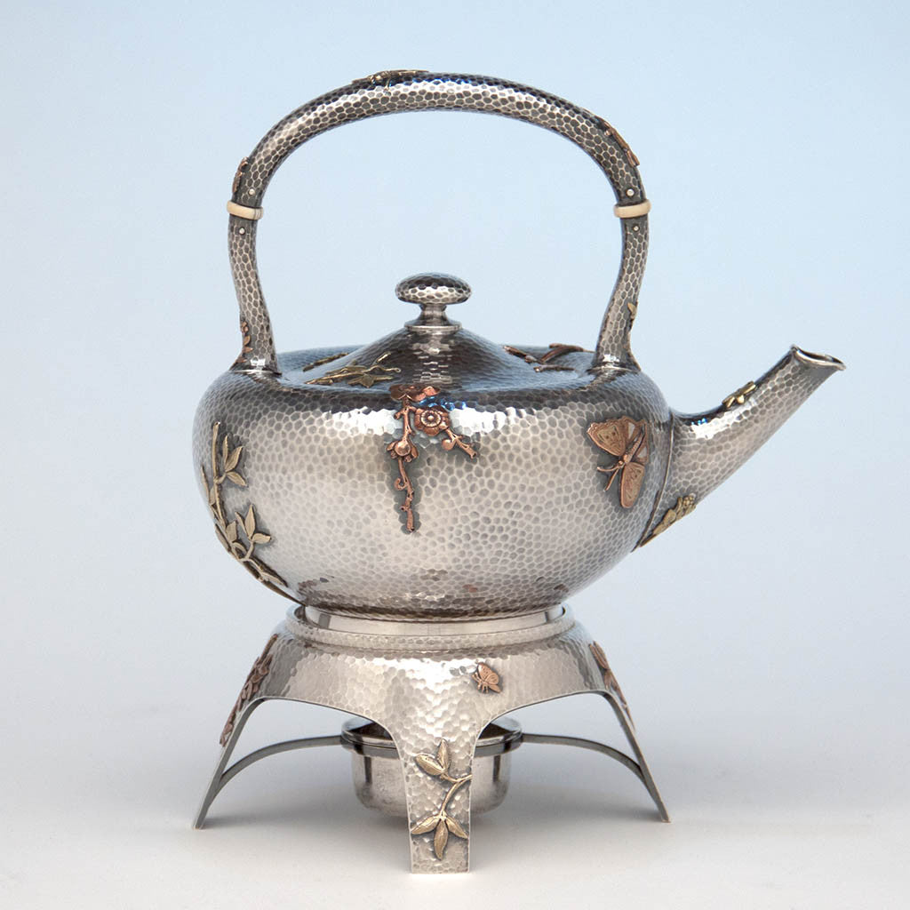 Dominick &amp; Haff (attributed) Antique Sterling &amp; Other Metals Kettle on Stand, New York City, c. 1880