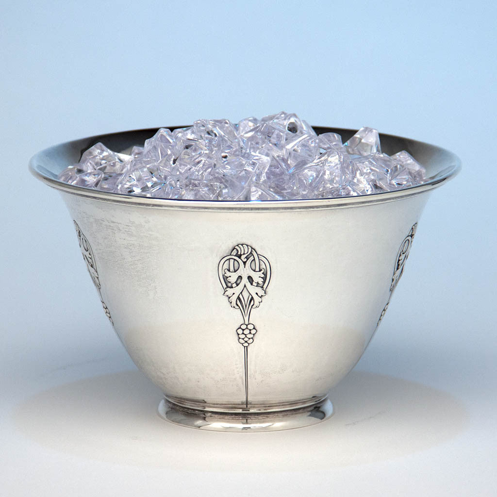 Arthur Stone Arts &amp; Crafts Sterling Silver Decorated Ice Bowl, Gardner, Massachusetts, c. 1930