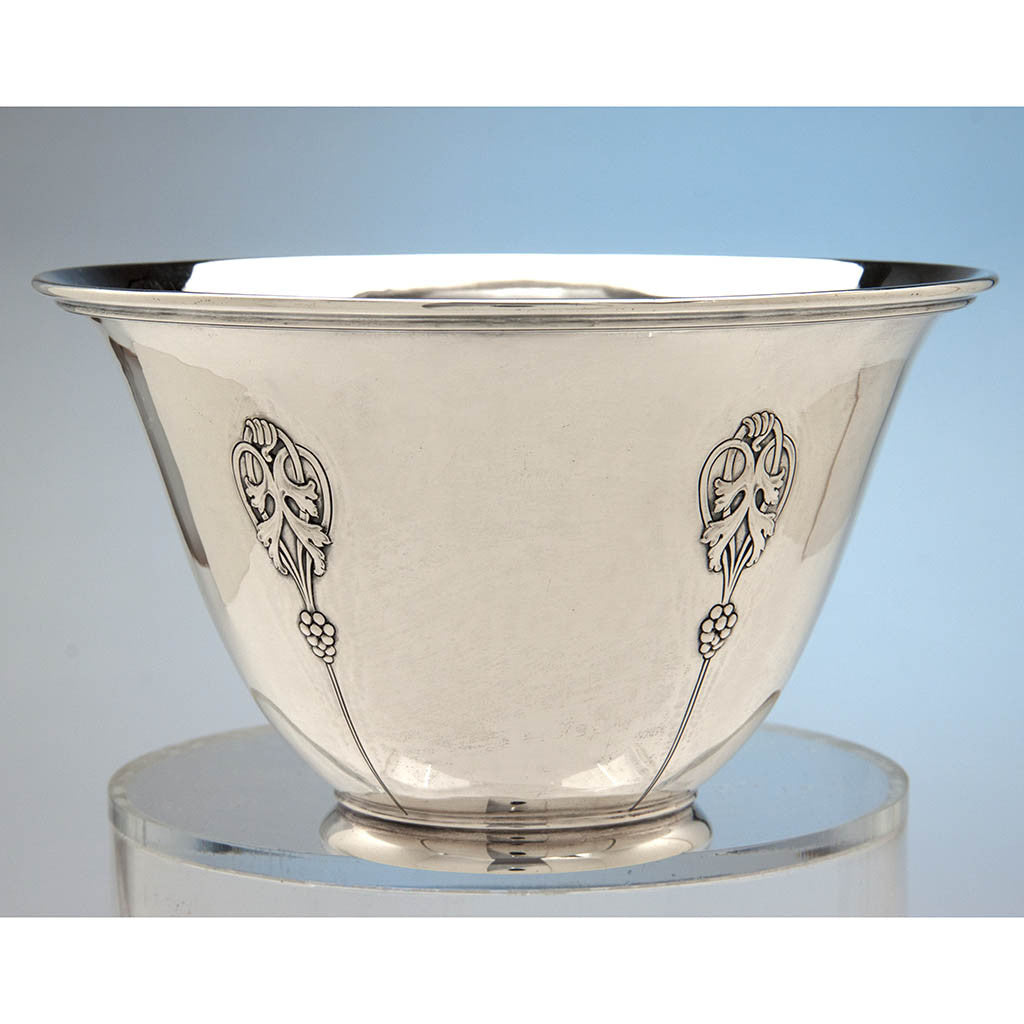 Chased decoration on Arthur Stone Arts &amp; Crafts Sterling Silver Decorated Ice Bowl, Gardner, Massachusetts, c. 1930