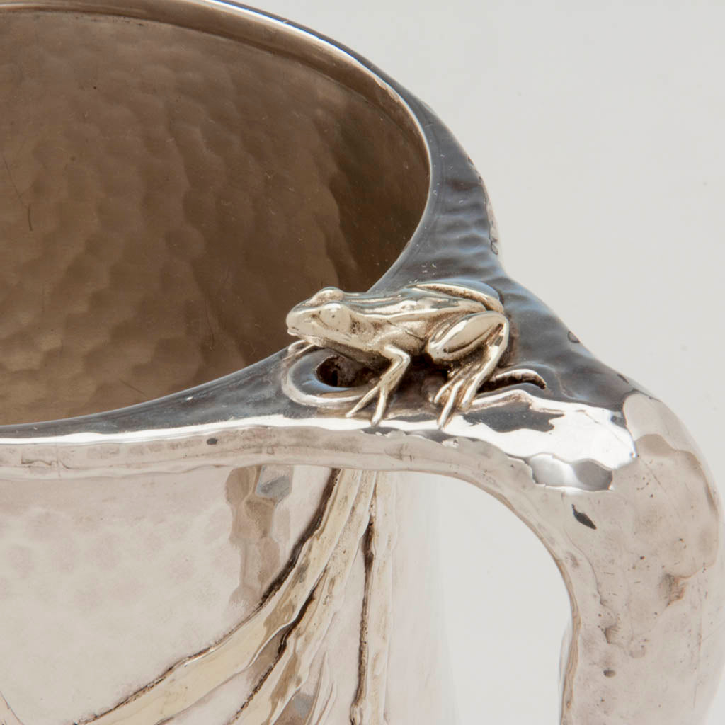  Frog on Tiffany &amp; Co Antique Sterling Silver Aesthetic Movement Water Pitcher in the Japanese Taste, NYC, c. 1880
