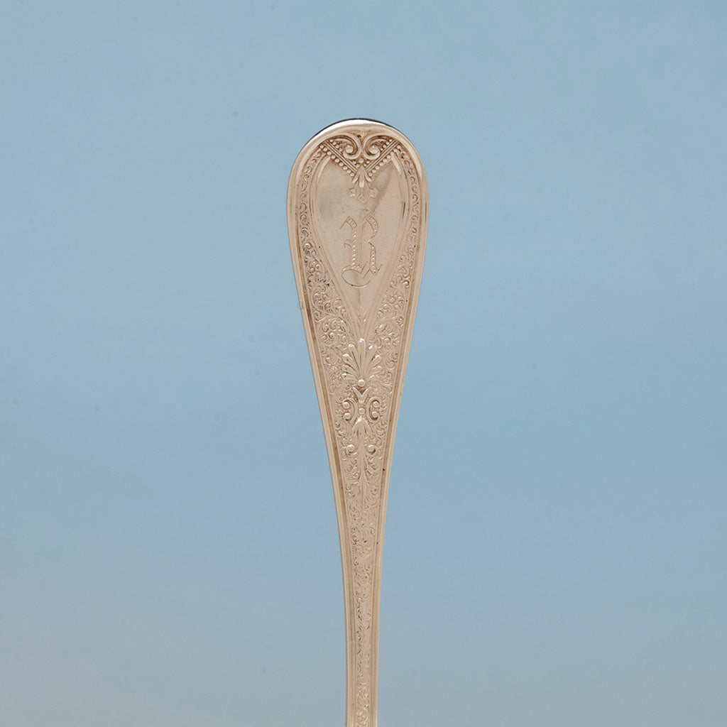 Monogram on 11 Durgin Antique Sterling Silver Luncheon Forks, Concord, NH, c. 1880