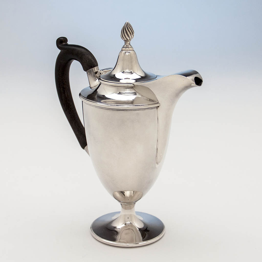 Hot Milk Pot in Gebelein Arts &amp; Crafts 5-piece Sterling Silver Tea Service, Boston, c. 1920