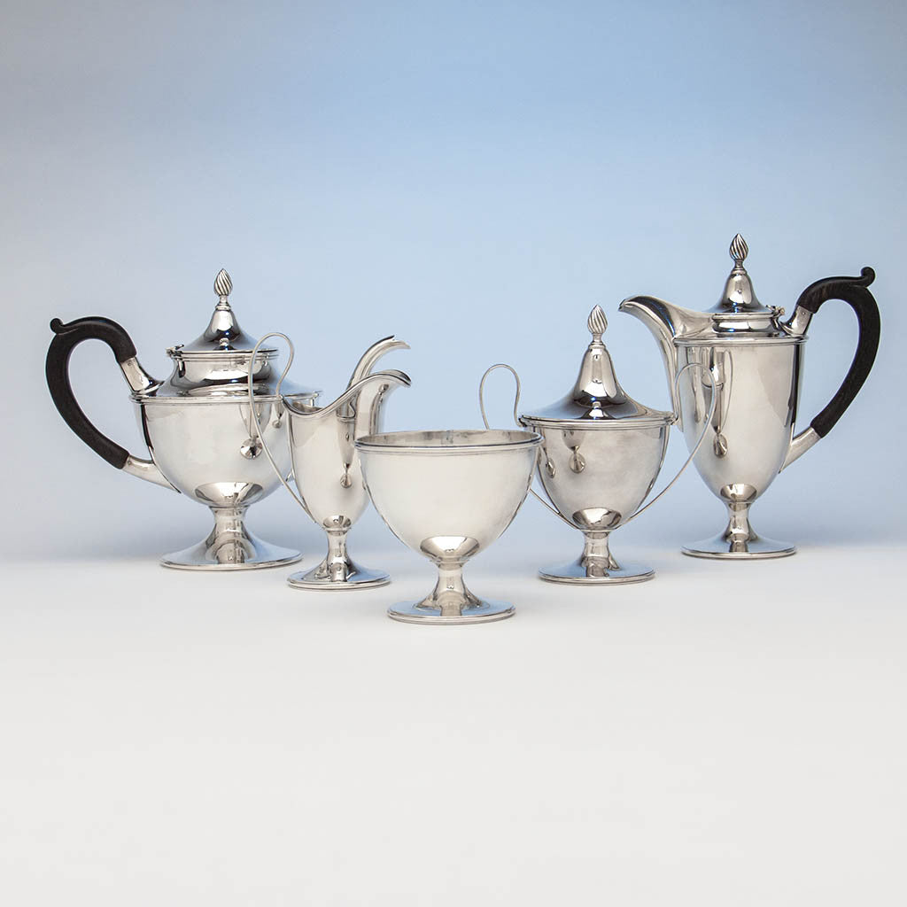 Gebelein Arts &amp; Crafts 5-piece Sterling Silver Tea Service, Boston, c. 1920
