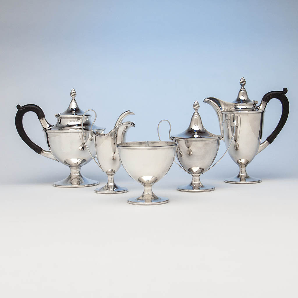 Gebelein Arts & Crafts 5-piece Sterling Silver Tea Service, Boston, c. 1920