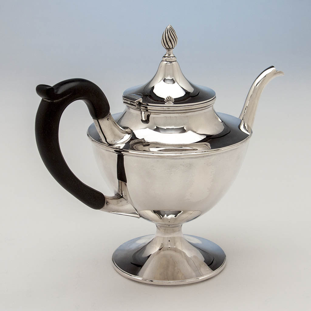 Tea pot in Gebelein Arts &amp; Crafts 5-piece Sterling Silver Tea Service, Boston, c. 1920