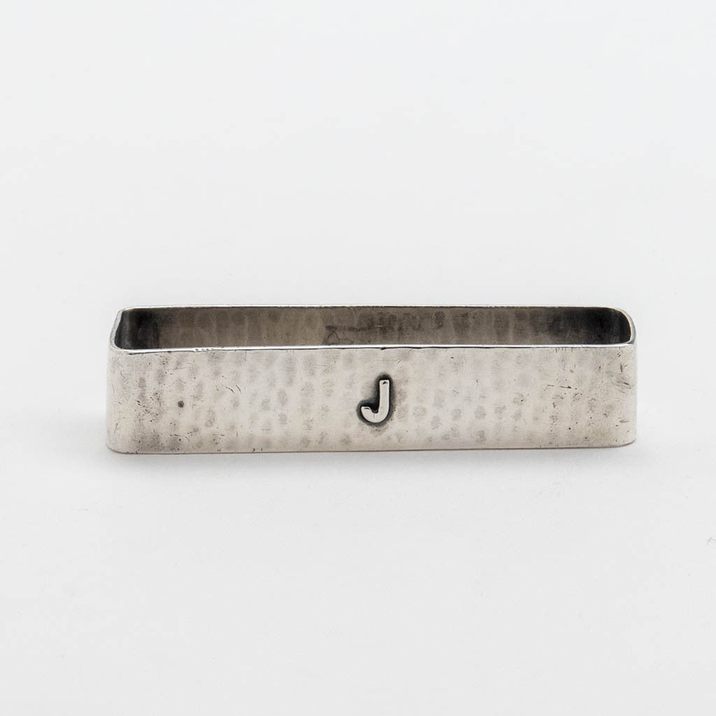 Applied J initial on Lebolt Arts &amp; Crafts Sterling Silver Napkin Rings, Chicago, IL, c. 1920&#39;s