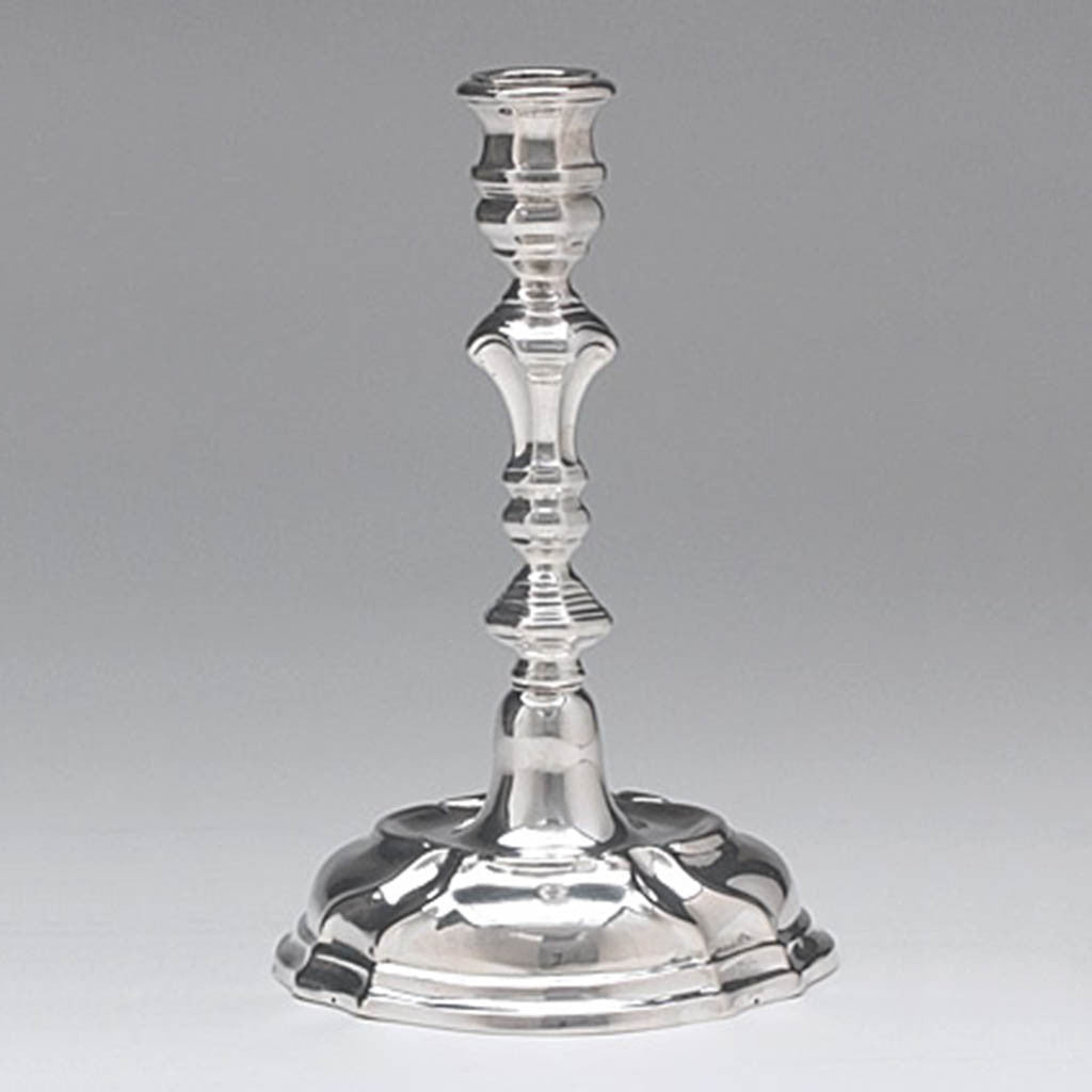 Abraham Mayr, II (probably) Pair of Extremely Rare French Provincial Silver Five Light Candelabra, Mulhouse, Alsace, c. 1750