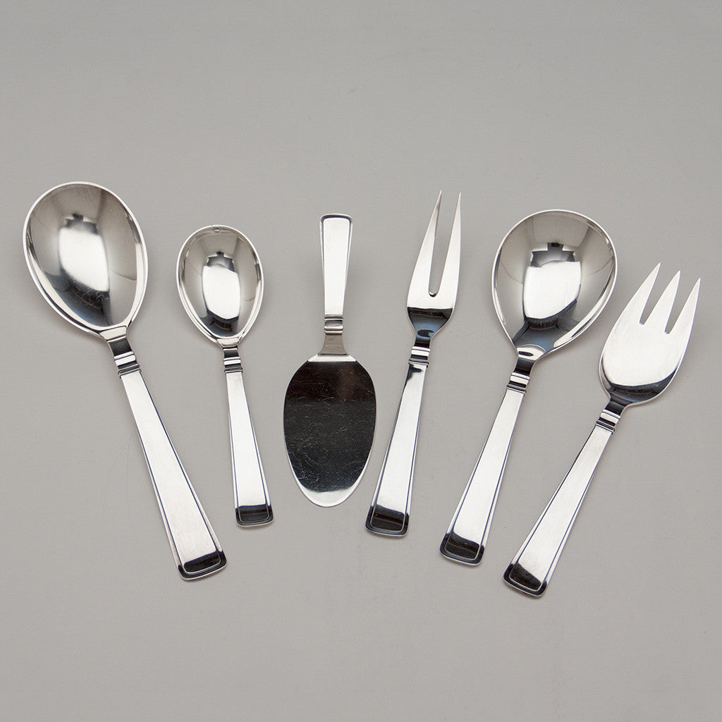 Cohr 'Olympia' Pattern Mid-Century Modern Sterling Silver Serving Pieces, Copenhagen, Denmark, c. 1950's