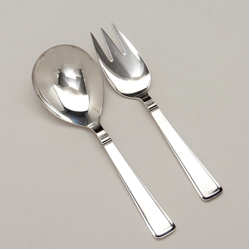 Salad set to Cohr &#39;Olympia&#39; Pattern Mid-Century Modern Sterling Silver Serving Pieces, Copenhagen, Denmark, c. 1950&#39;s
