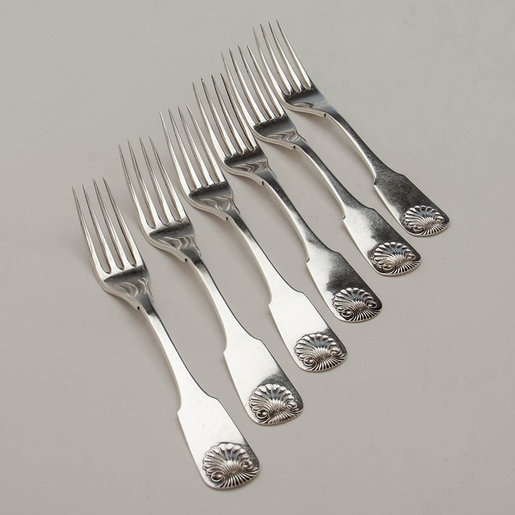 Fletcher &amp; Gardiner Antique Coin Silver Dinner Forks, Philadelphia, c. 1810-20&#39;s