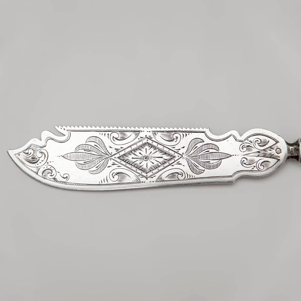 Engraving on Albert Coles Antique Coin Silver Cake Knife, New York City, c. 1850&#39;s
