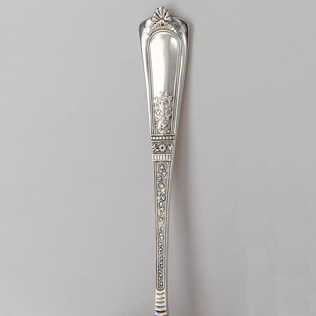 Handle to Gorham &#39;Domestic&#39; Pattern Antique Sterling Silver &#39;Macaroni&#39; or Pasta Server, Providence, RI, c. 1880&#39;s