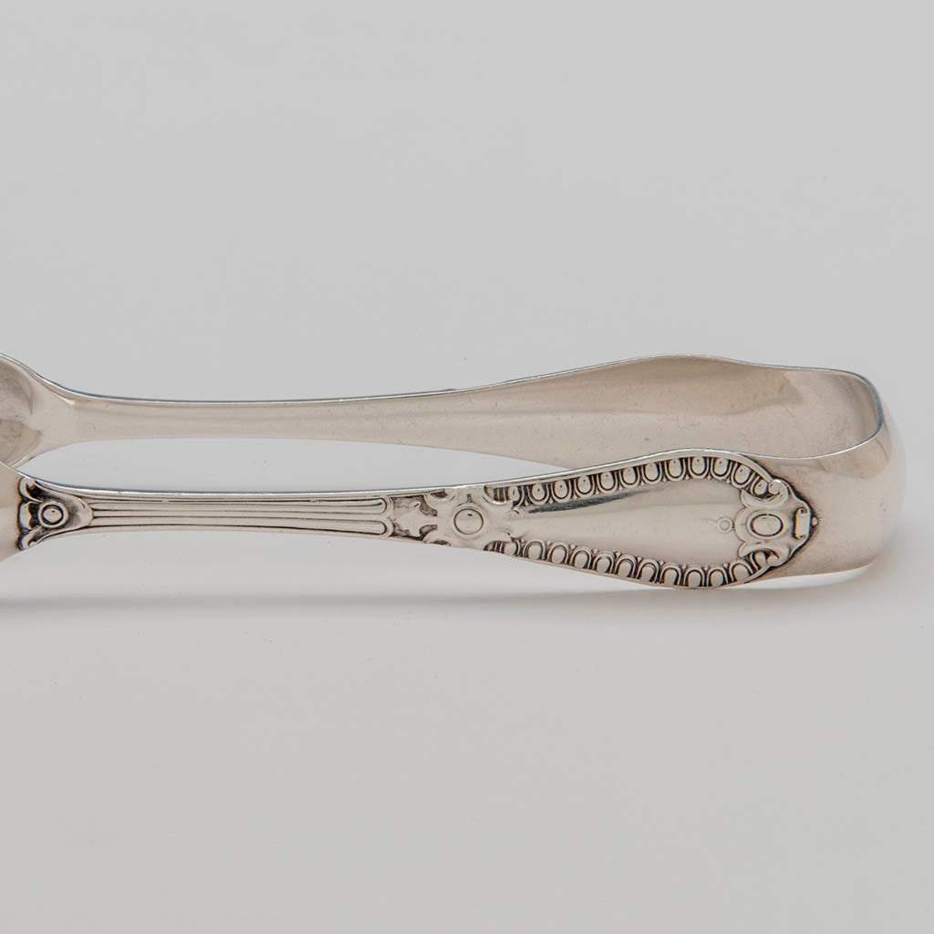 Gothis pattern on William Alexander &amp; Son Antique Scottish Sterling Sugar Tongs, Glasgow, 1871/72
