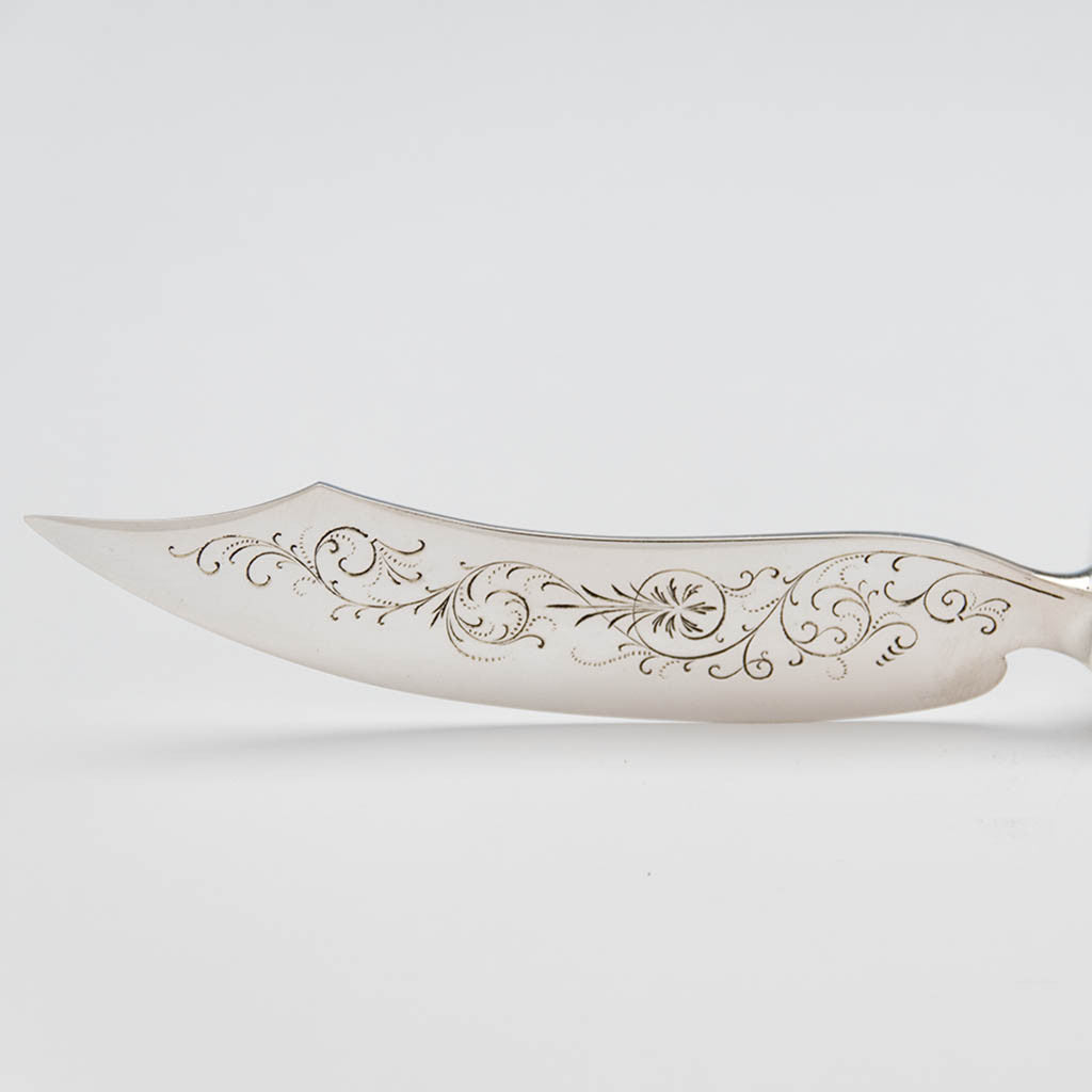 Blade to Vilhelm Christesen Danish Silver Filigree Serving Cake or Bread Knife, Copenhagen, 1884