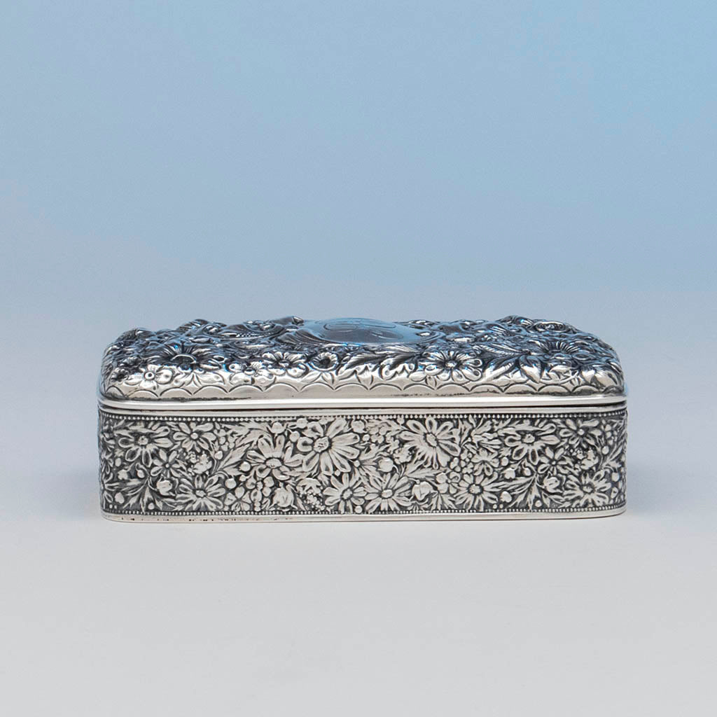 Gorham Antique Sterling Silver Jewelry Box, Providence, RI, 1895
