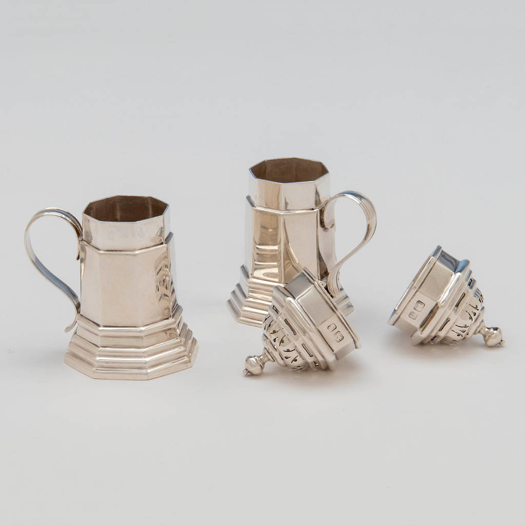 Parts of English Pair of Sterling Silver Shakers, London, 1959/60