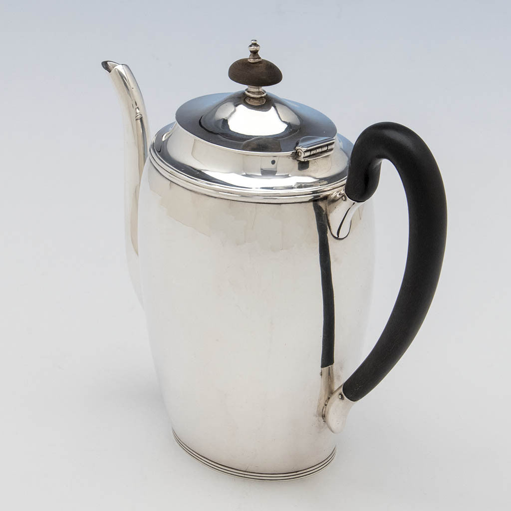 Handle to McAuliffe &amp; Hadley Sterling Silver Arts &amp; Crafts Coffee Set, Boston, Ma, first half 20th century