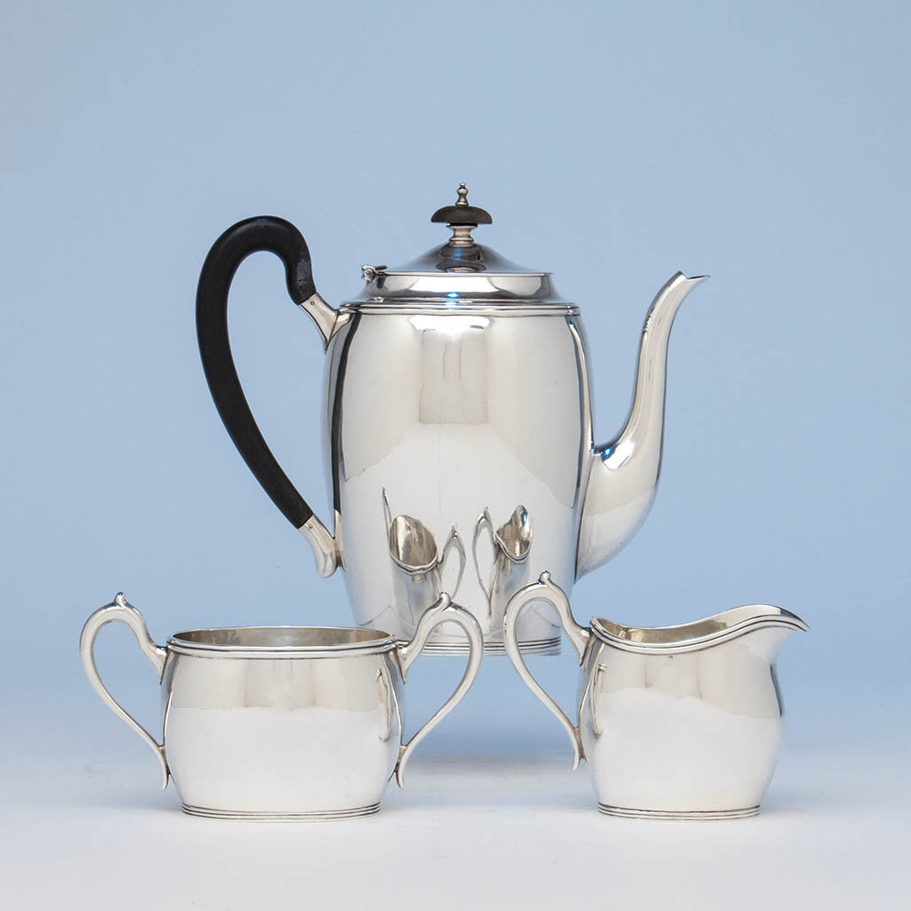 McAuliffe & Hadley Sterling Silver Arts & Crafts Coffee Set, Boston, Ma, first half 20th century