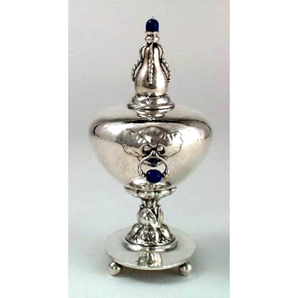 Side of Georg Jensen Rare Sterling Cigar Lighter with Lapis Lazuli, Copenhagen, c. 1925-30 