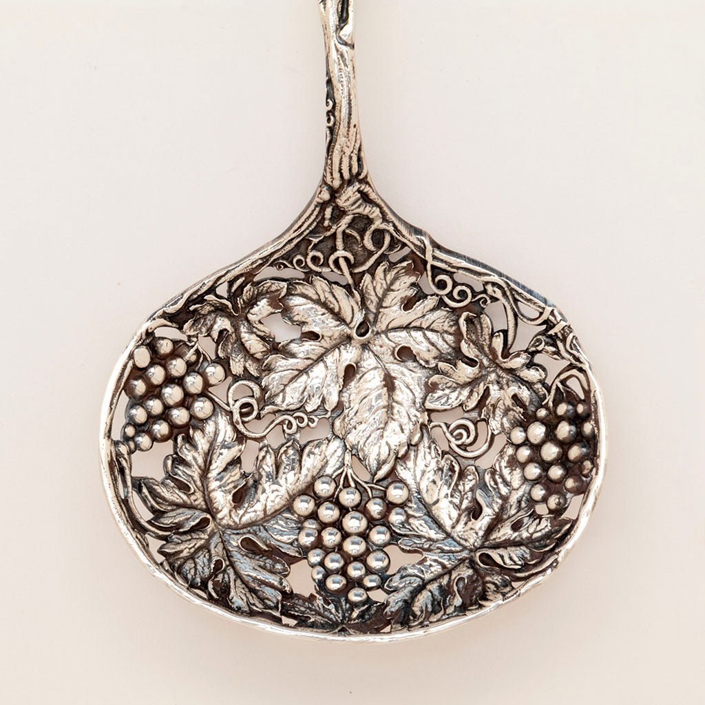 Detail of Mechanics Sterling Company Pierced Bon Bon Scoop, Attleboro, MA, c. 1900