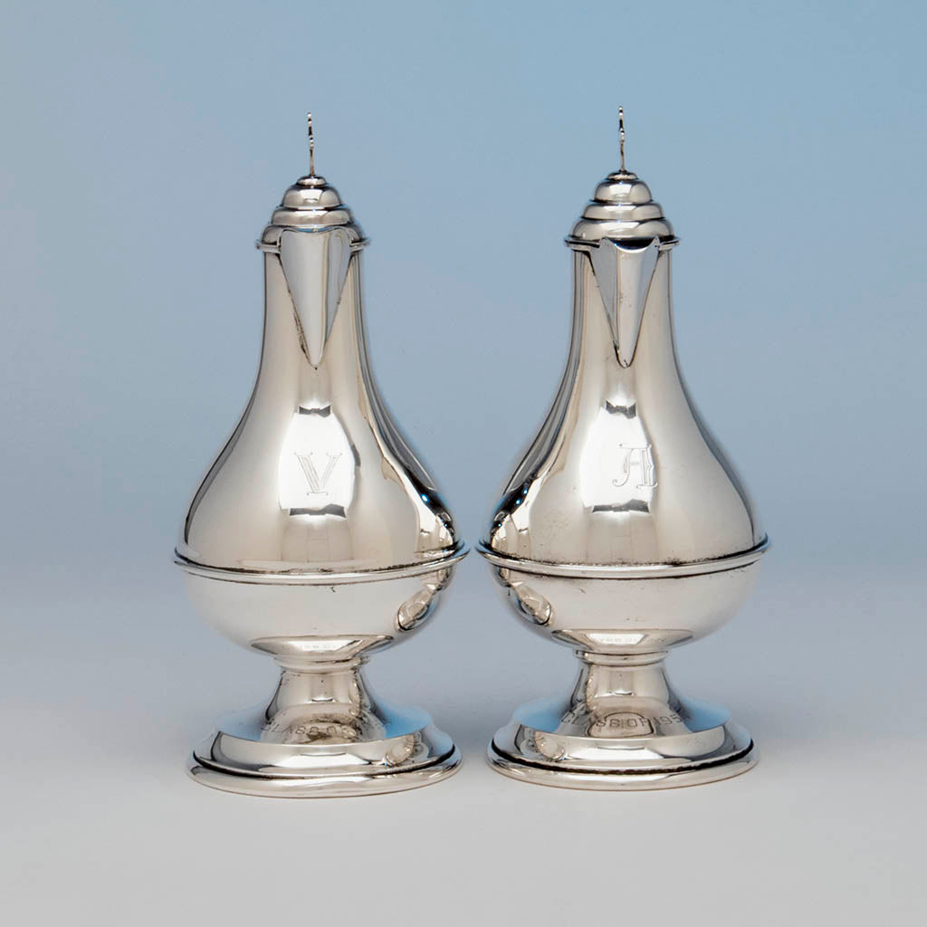 Front of Bailey, Banks &amp; Biddle Pair of Sterling Ecclesiastical Cruets, Philadelphia, PA, 1954