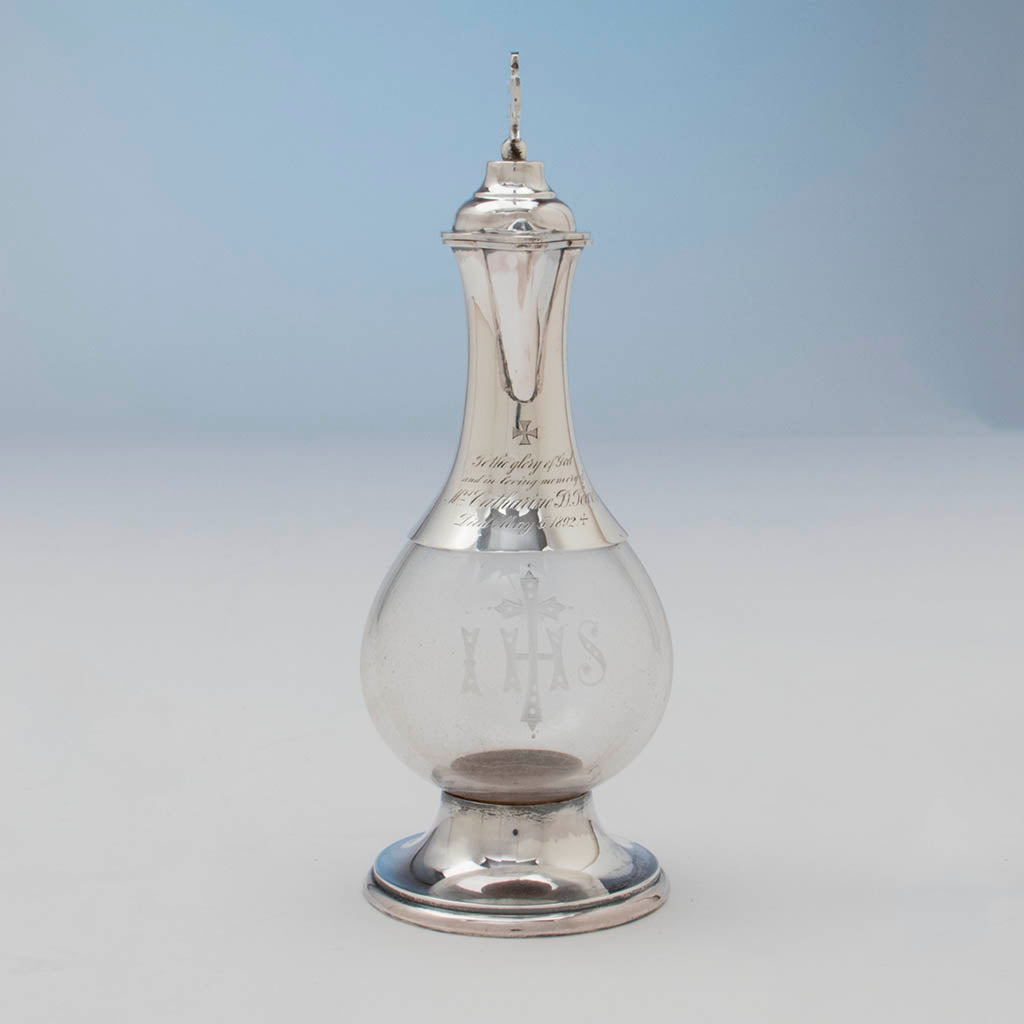 Spount side Ballou MFG Co Sterling Silver Ecclesiastical Cruet, Attleboro, MA, c. 1900