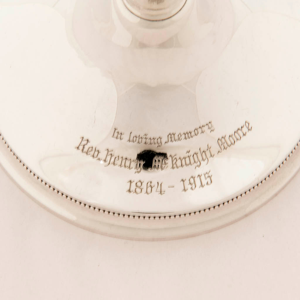 Inscription on Gorham Antique Sterling Silver Ciborium, Providence, RI, 1908