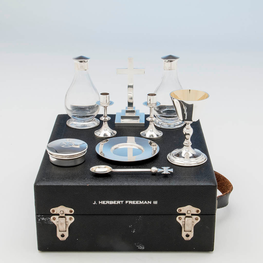 H. F & Co Ltd Sterling Traveling Communion Set, London, 1964/65