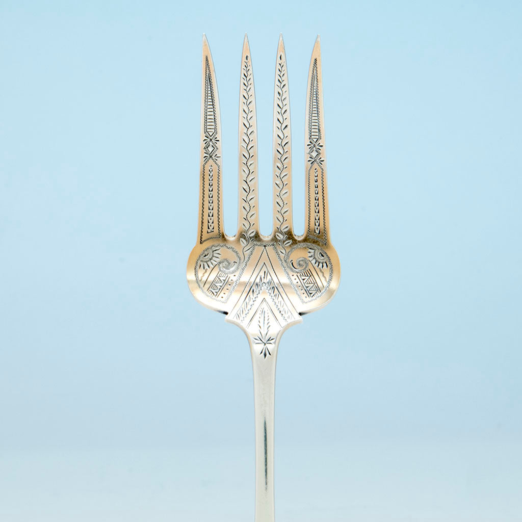 Tines to Dominick and Haff Antique Sterling Silver Serving Fork, NYC, NY, c. 1880&#39;s