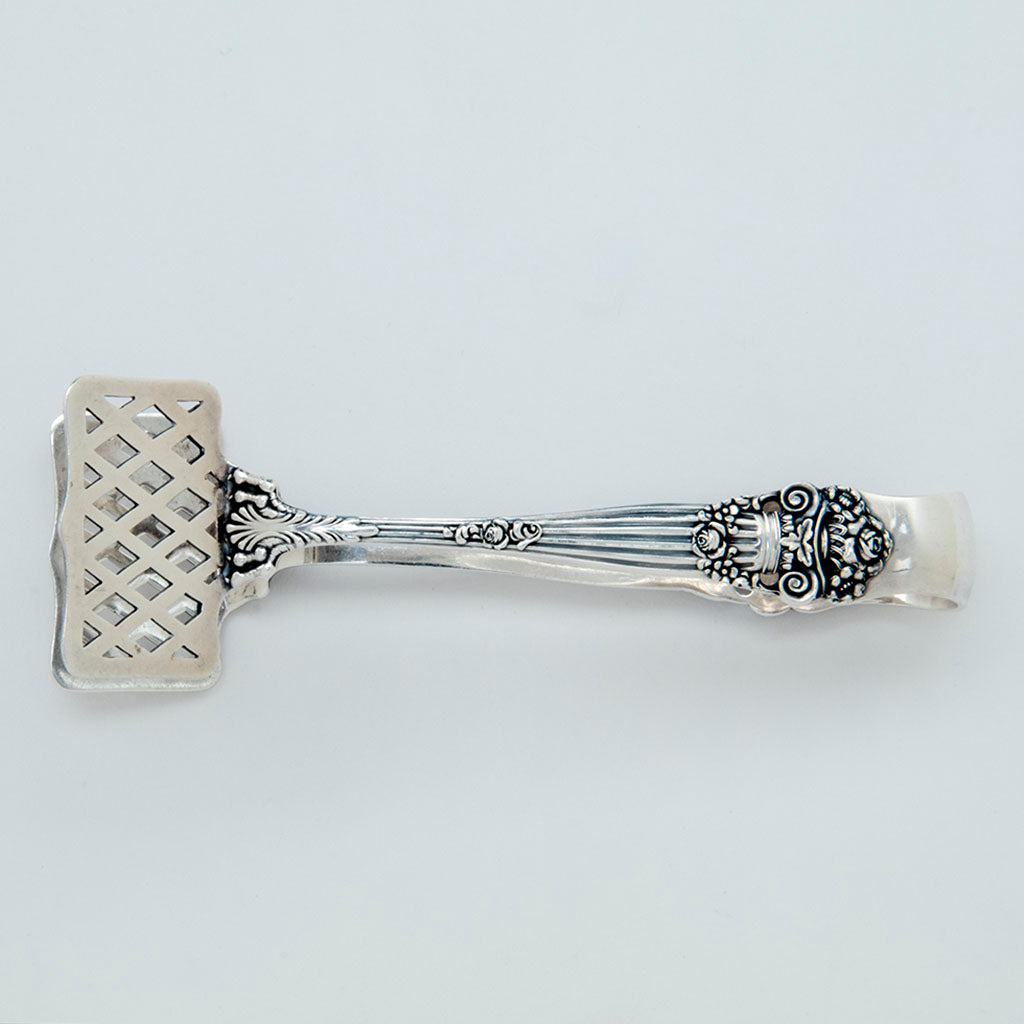 Detail of Towle &#39;Georgian&#39; Pattern Antique Sterling Sardine Tongs, Newburyport, MA, c. 1900