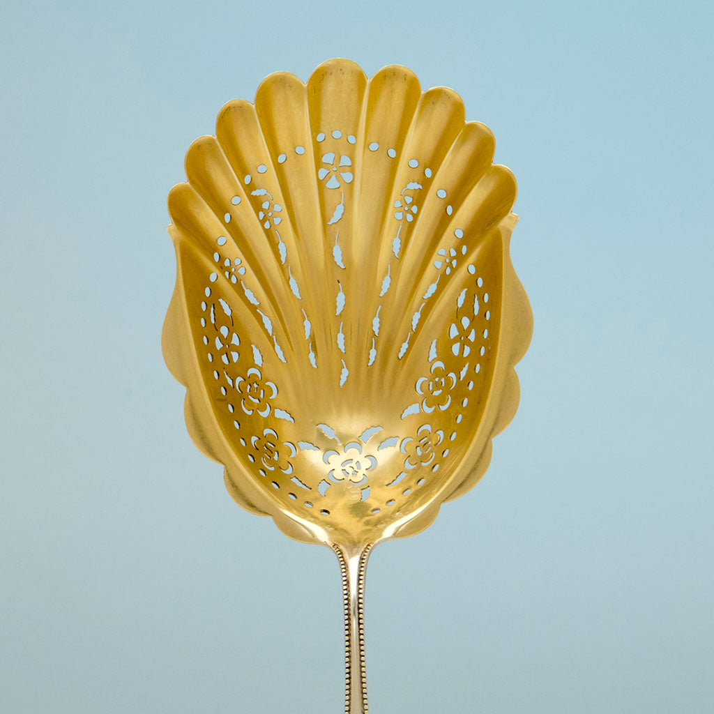 Scoop detail Gorham &#39;Lancaster Rose&#39; Saratoga Chip Server, Providence, RI, c. 1899