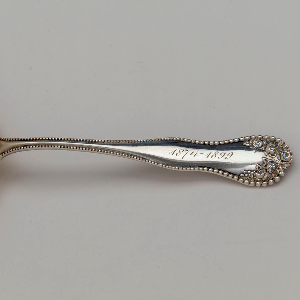 Handle detail Gorham &#39;Lancaster Rose&#39; Saratoga Chip Server, Providence, RI, c. 1899