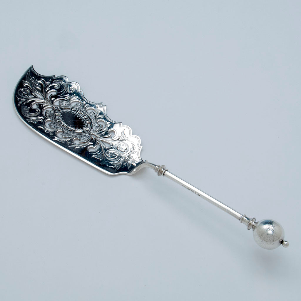 George Sharp Ball-top Antique Sterling Silver Fish Server, Philadelphia, PA, c. 1865