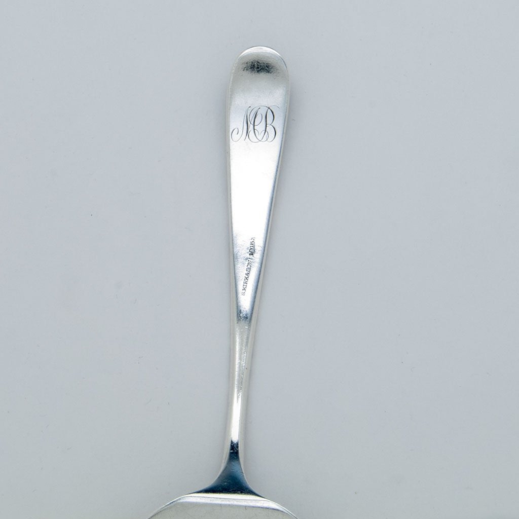 Monogram on S. Kirk and Son American Silver Pancake Server, Baltimore, MD, c. 1855