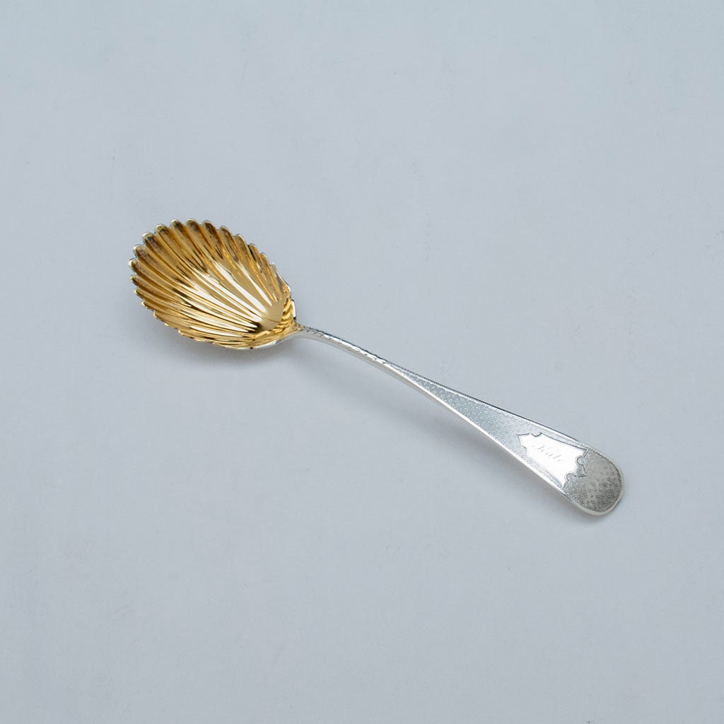 George Sharp Antique Sterling Silver Berry Spoon, Philadelphia, PA, c. 1870