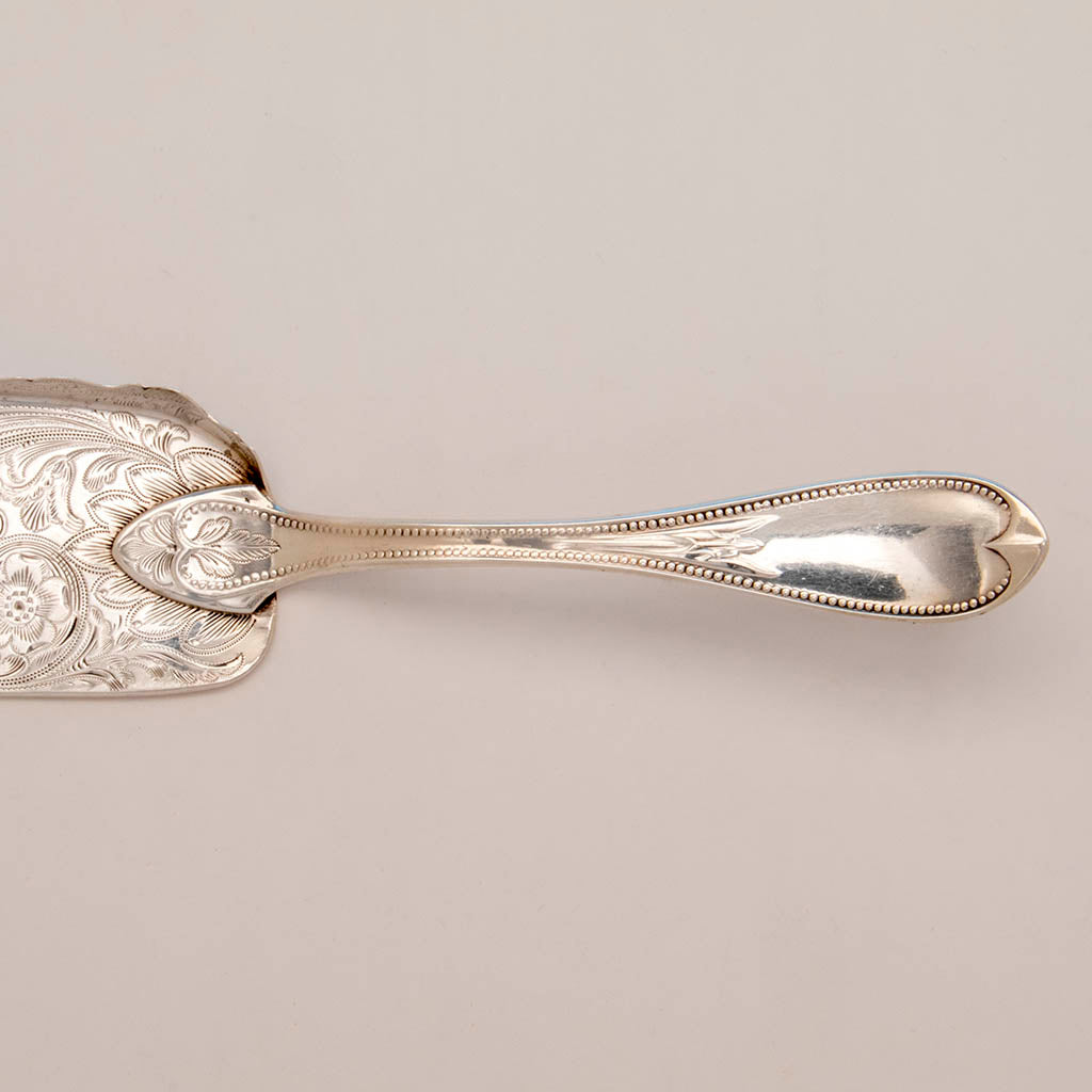 Handle to Gale, William and Son &#39;Mayflower&#39; Pattern Antique Coin Silver Crumber, NYC, c. 1853