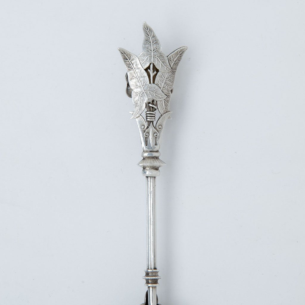 Back of George Sharp &#39;Morning Glory&#39; Antique Sterling Preserve Spoon, Philadelphia, PA, c. 1860s