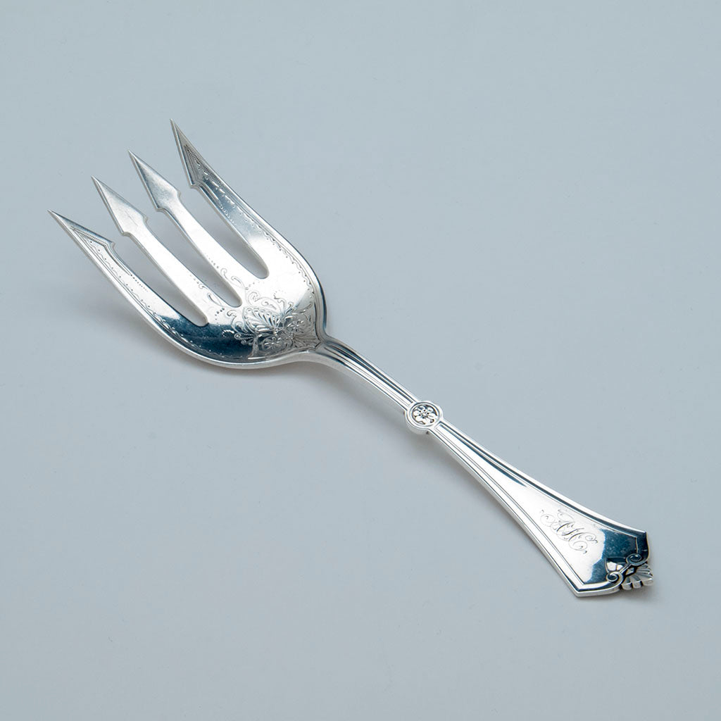 Gorham 'Rosette' Pattern Antique Sterling Serving Fork, Providence, RI, c. 1870