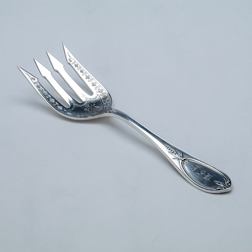 Gorham Olive Pattern Sterling Silver Serving Fork, Providence, RI, c. late 1860s