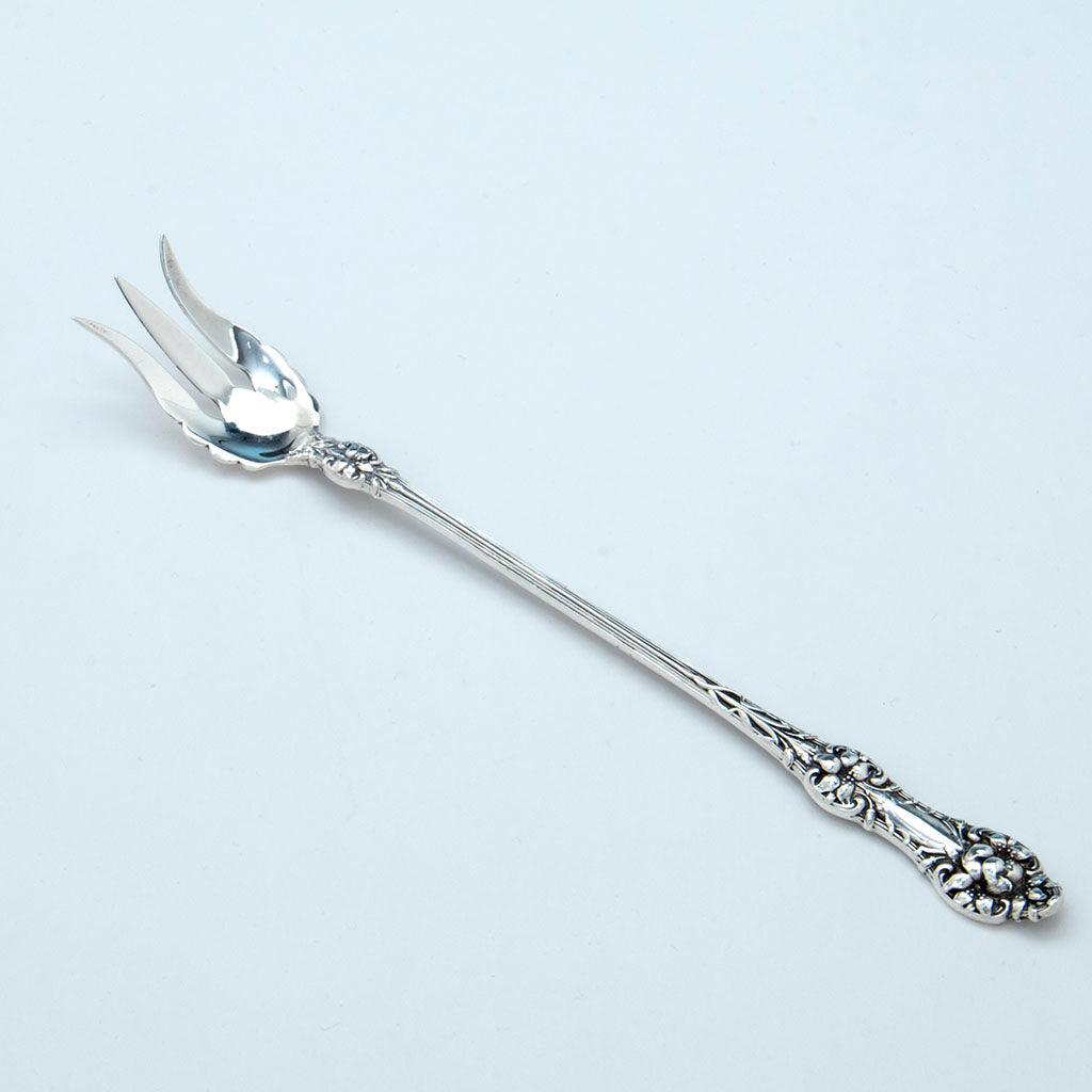 Alvin &#39;Orange Blossom&#39; Pattern Sterling Olive Fork, Sag Harbor, NY, c. 1900