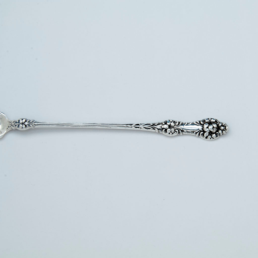 Detail of Alvin &#39;Orange Blossom&#39; Pattern Sterling Olive Fork, Sag Harbor, NY, c. 1900