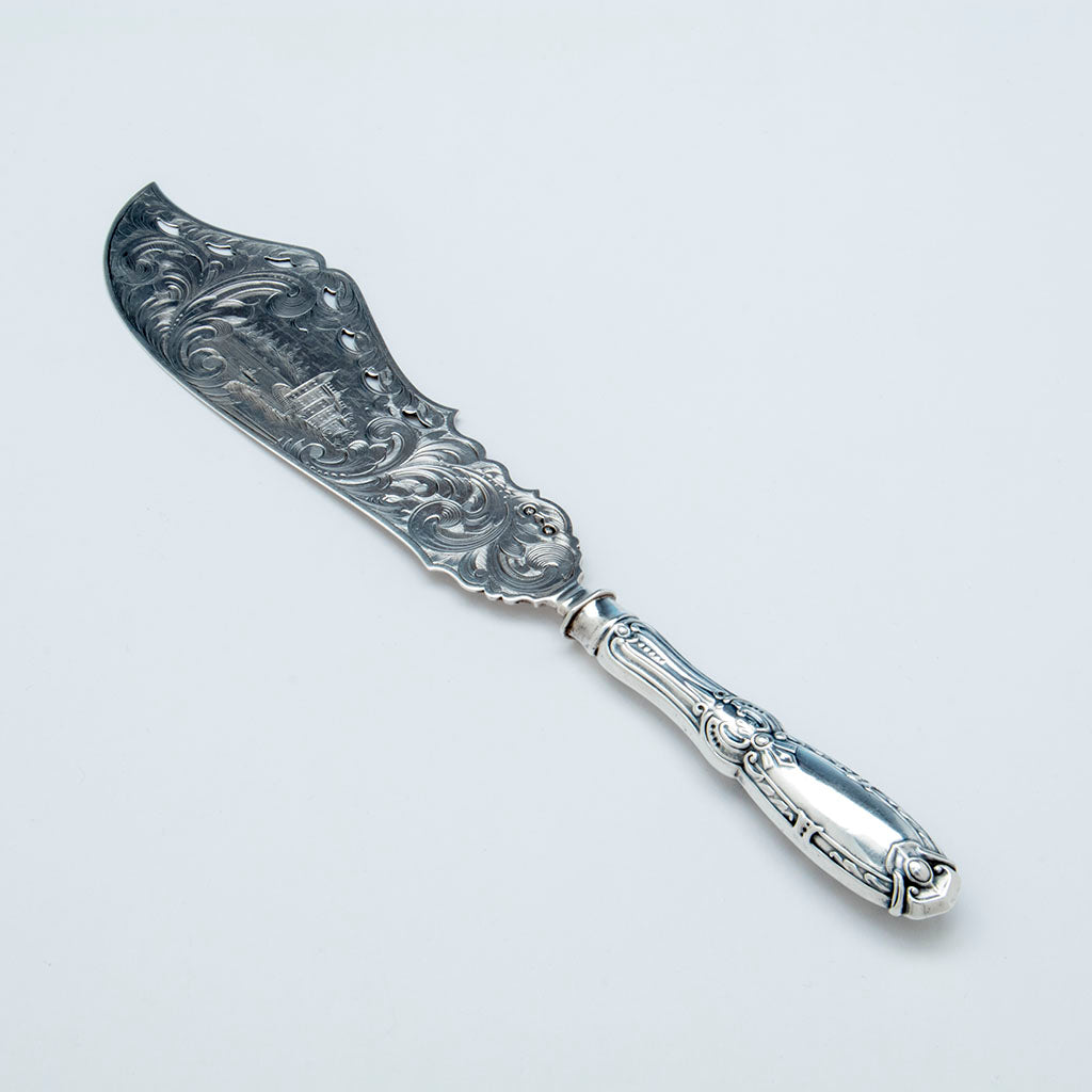 James S. Vancourt Antique Coin Silver Fish Slice, NYC, c. 1853
