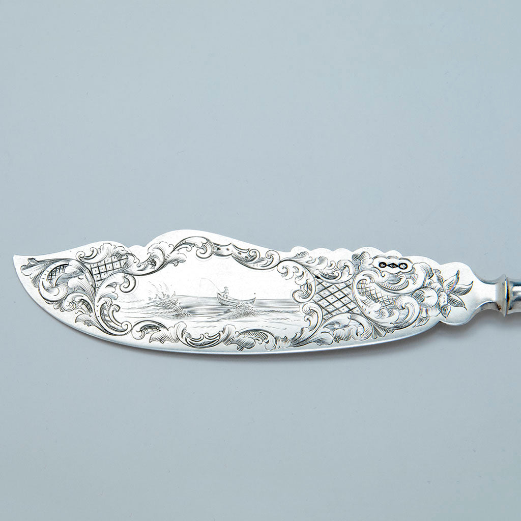 Blade to Albert Coles Antique Coin Silver Fish Serving Slice, NYC, c. 1853