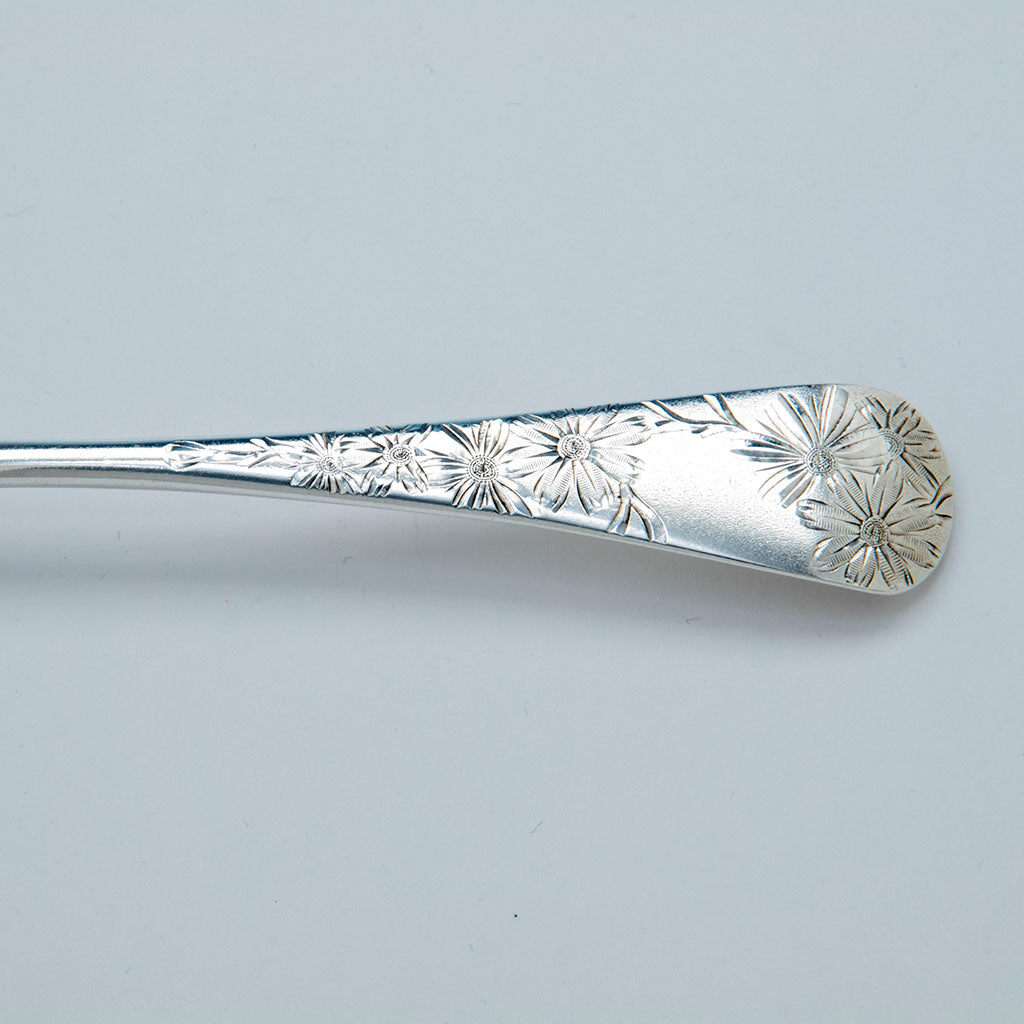 Detail of Gorham Sterling &#39;Chrysanthemum&#39; Pattern Serving Fork, Providence, RI, 1890